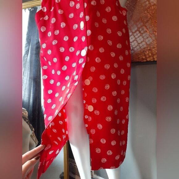 Vintage Abstract Print Button Down Midi Dress - Picture 9 of 13